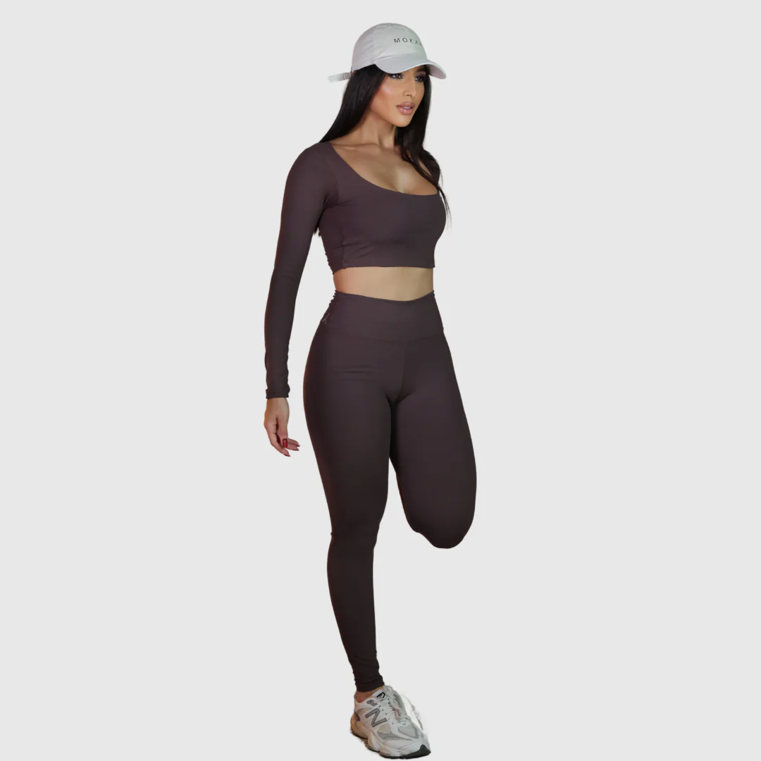 Top Manga Longa Fitness Brownie