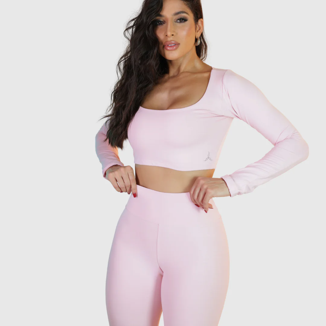 Top Manga Longa Fitness Baby Pink - Imagem 2