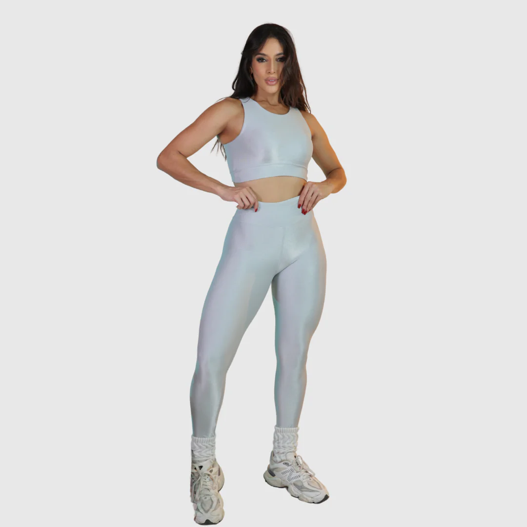 Calça Legging Caneladinho Cinza Gelo - Imagem 4